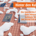 Animiertes Dach mit Dachfenstern und Schnee und dem Text: Die Geschichte hinter dem Adventskalender der DACHFENSTER-RETTER
