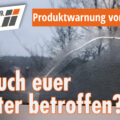 Produktwarnung von VELUX: Spontaner Glasbruch möglich! Bild zeigt eine gebrochene Scheibe mit dem Logo der DACHFENSTER-RETTER